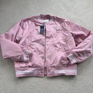 Abercrombie & fitch pink New York letterman varsity bomber jacket
